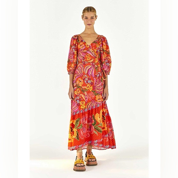 FARM Rio Dresses & Skirts - Farm Rio Red Spring Bananas Maxi Dress